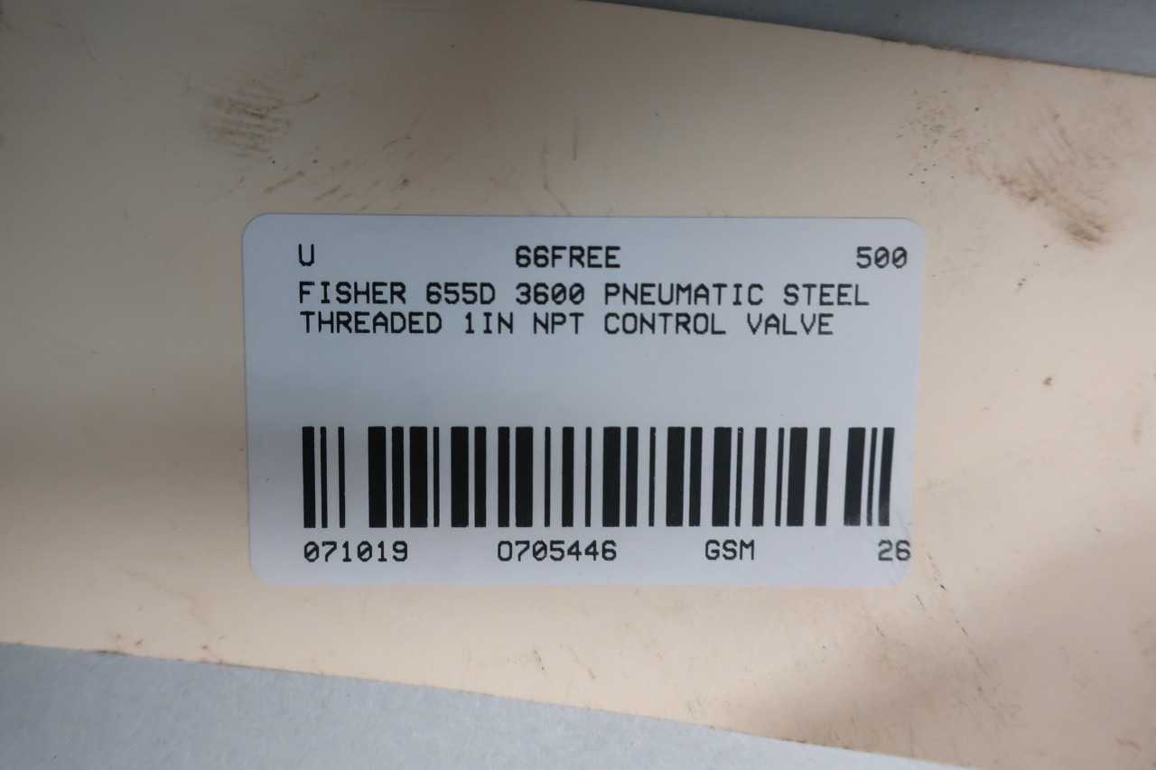 FISHER 655D 3600 PNEUMATIC STEEL THREADED 1IN NPT CONTROL VALVE - CONTROL VALVE