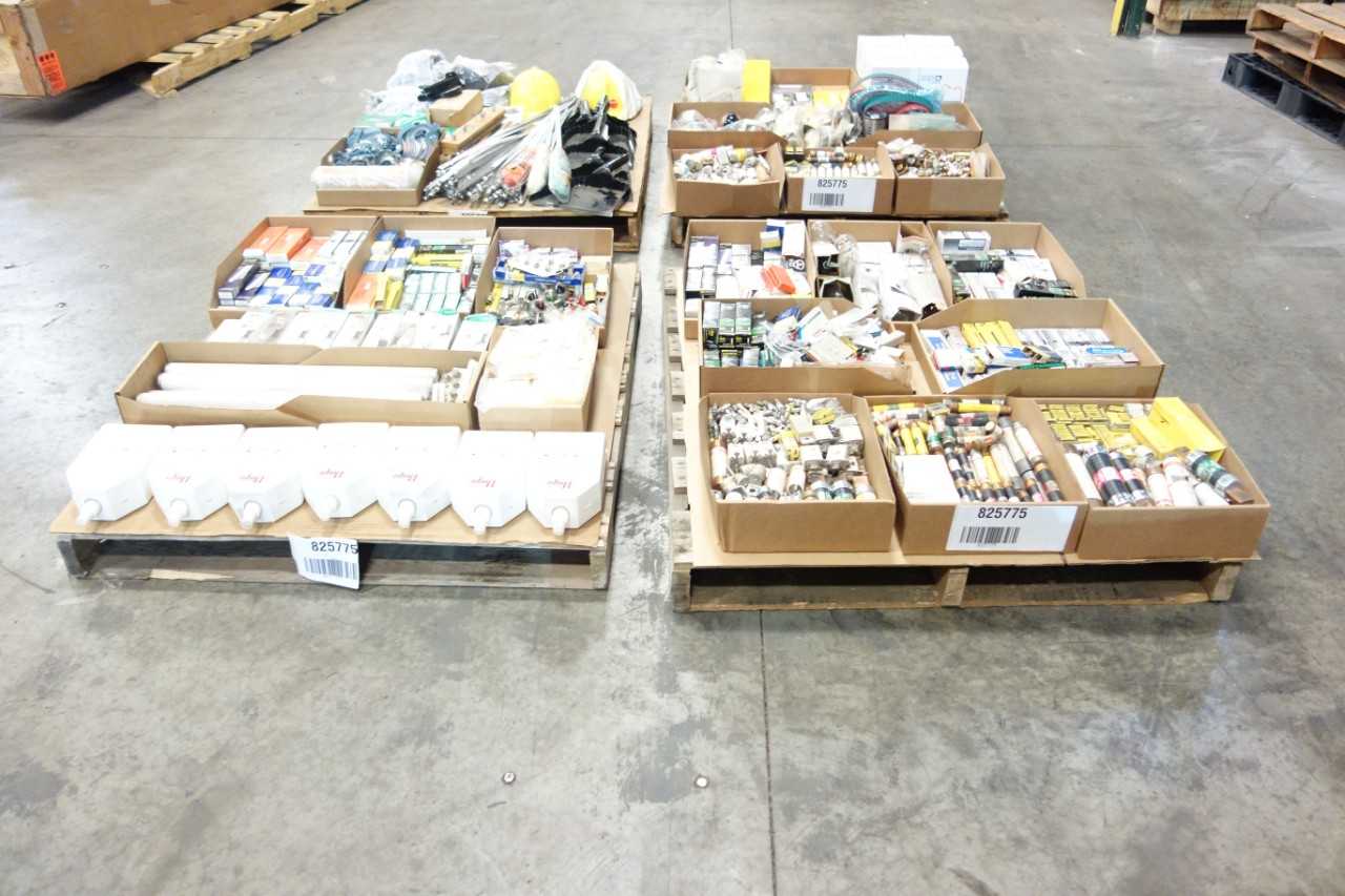 4 PALLETS OF ASSORTED MISCELLANEOUS INDUSTRIAL SURPLUS - ELECTRICAL COMPONENTS