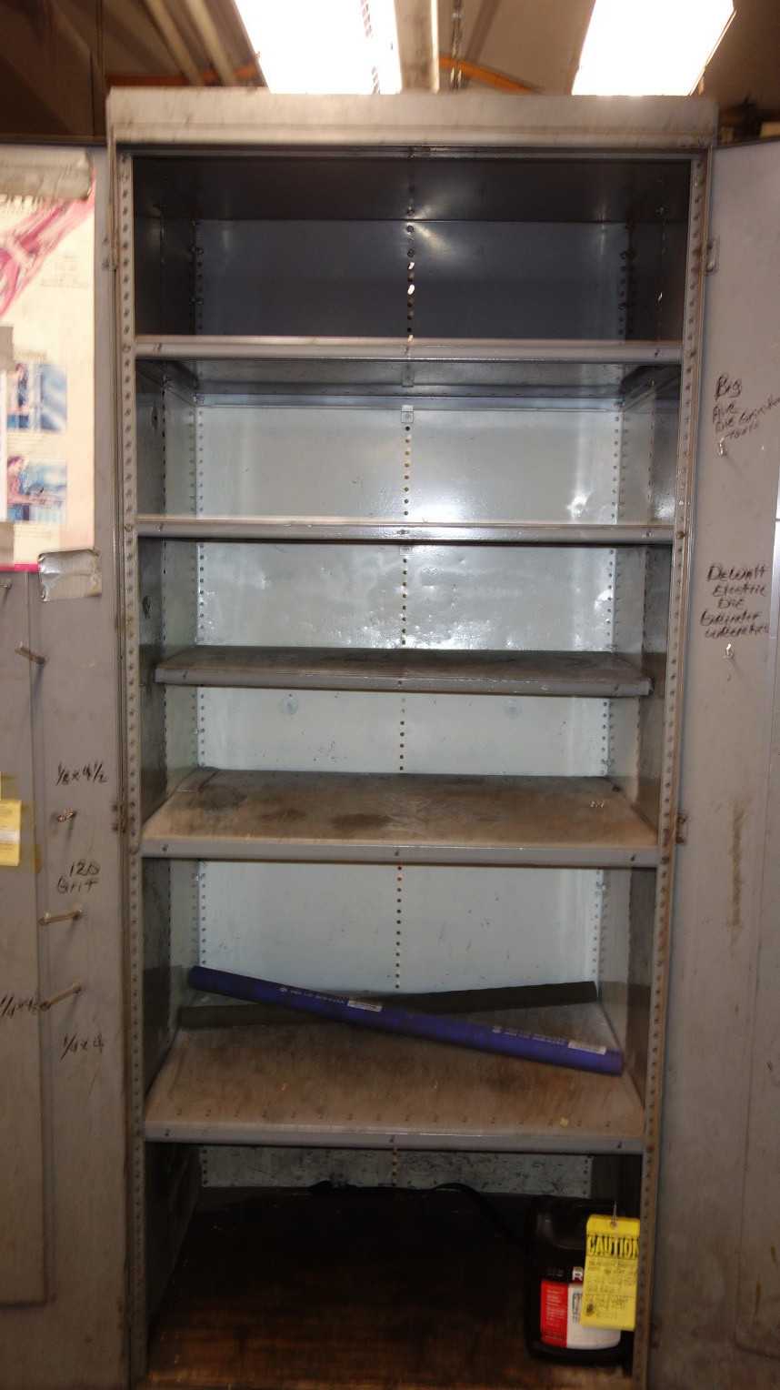 LOT OF 2 STORAGE CABINETS WITH CONTENTS, ASSORTED HONES - TOOL STORAGE