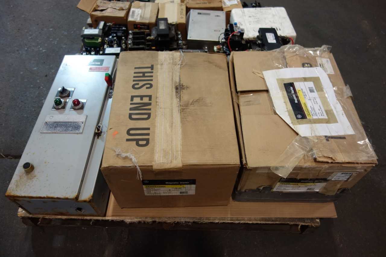 1 PALLET OF ASSORTED FULL VOLTAGE STARTERS, MANUAL MOTOR STARTERS- GENERAL ELECTRIC - MOTOR STARTERS