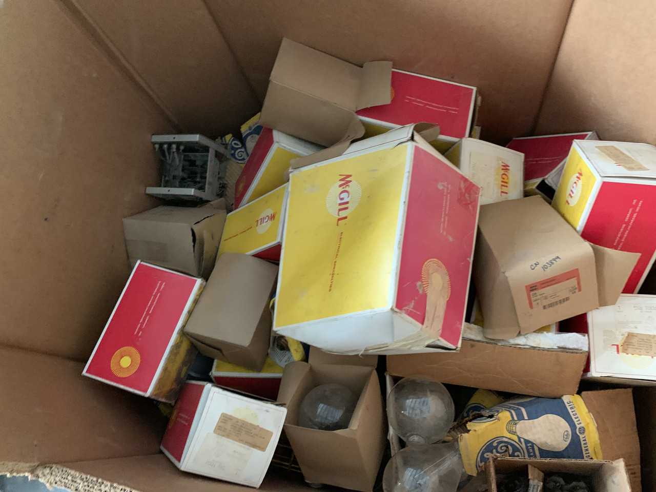 CRATE OF ELECTRICAL AUTOMATION EQUIPMENT PARTS MCGILL LIGHTING ETC. - ELECTRICAL PARTS