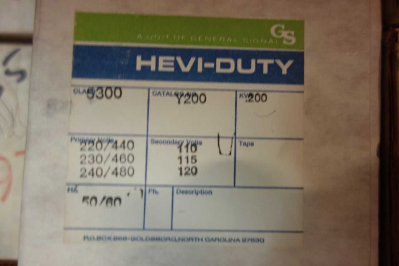 LOT OF GS GENERAL SIGNAL Y200 HEVI-DUTY 1PH 200VA 240/480V-AC 120V-AC VOLTAGE TRANSFORMER - CONTROL TRANSFORMERS