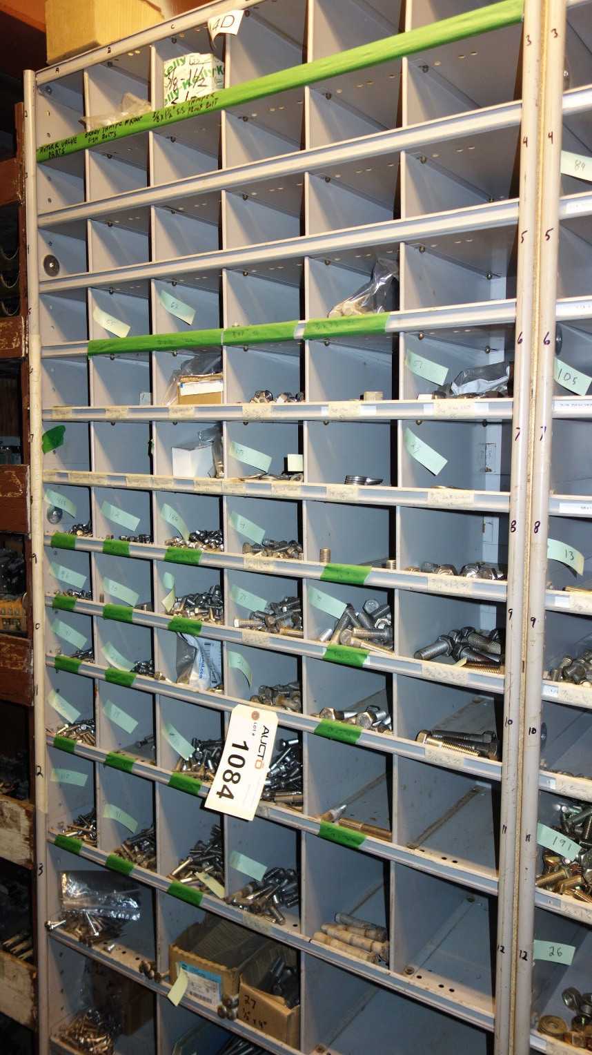 CONTENTS OF PIGEON HOLE CABINET, ASSORTED STAINLESS HARDWARE - INDUSTRIAL PARTS