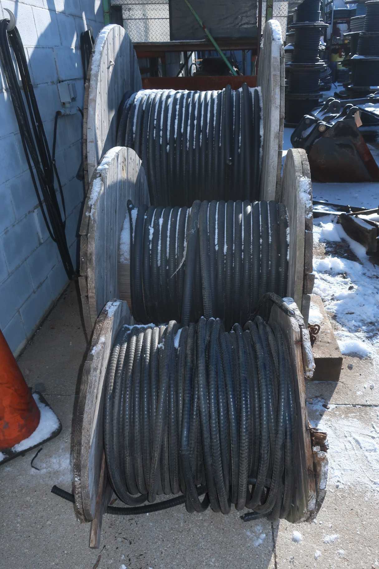 3 SPOOLS OF ASSORTED INSULATED CABLE-WIRE - ELECTRICAL COMPONENTS