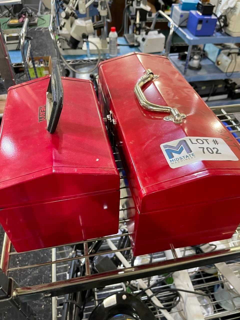 Empty Red Metal Tool Boxes - TOOL STORAGE