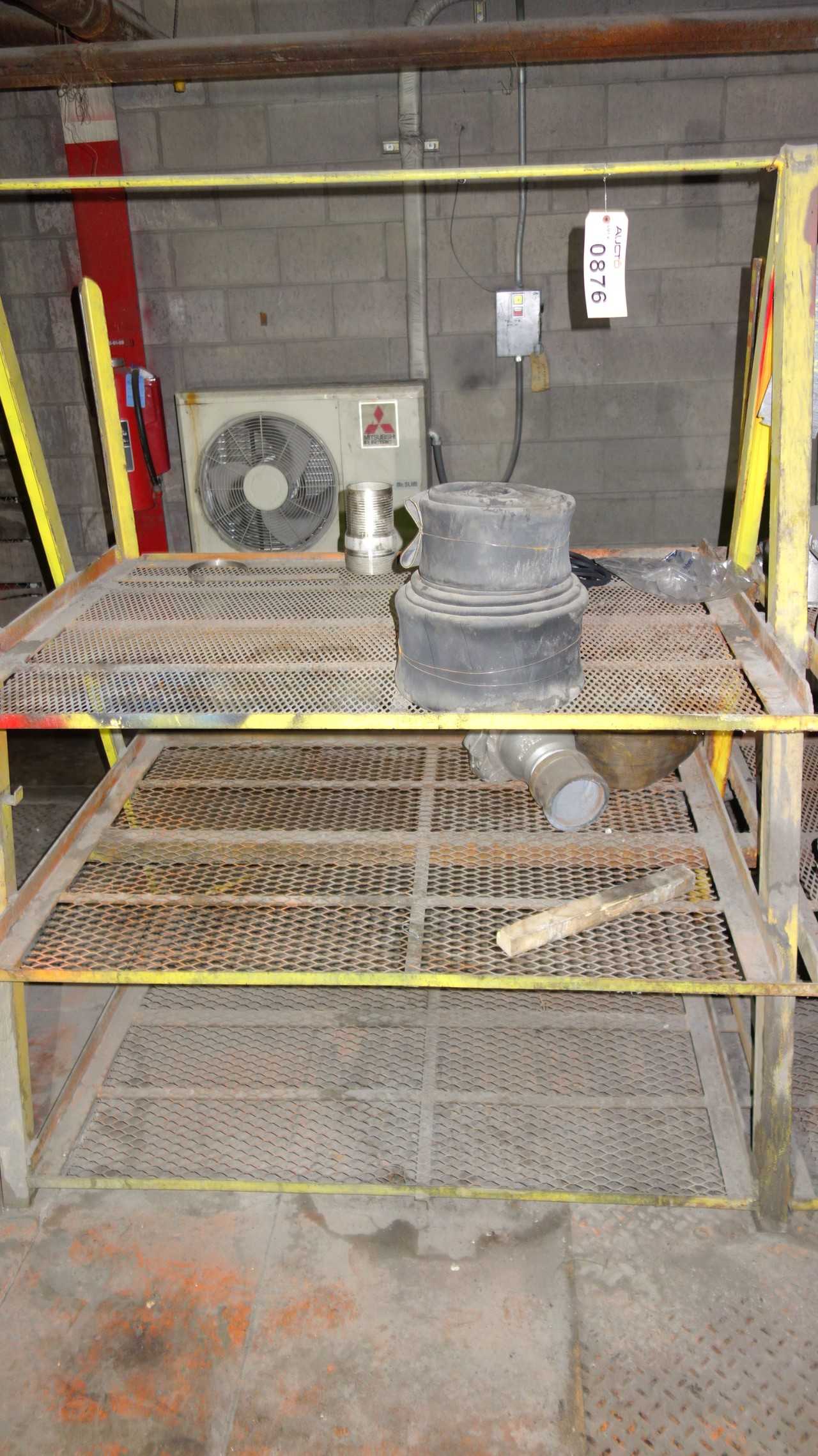 ASSORTED FITTINGS AND HOSE WITH STEEL SHELVING - MISCELLANEOUS