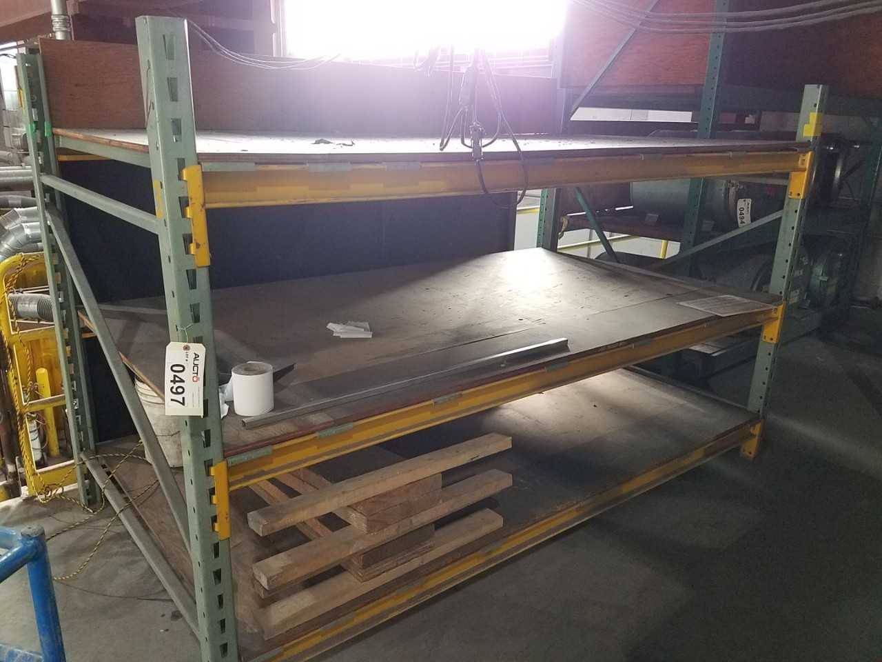 Lot of 4 sections of pallet racking - 6' and 10' uprights, 9' beams - PALLET RACKING