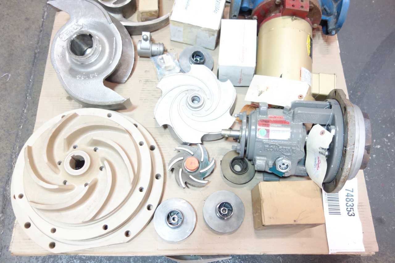 1 PALLET OF ASSORTED PUMPS, PUMP REPLACEMENT PARTS & ACCESSORIES- FLOWSERVE, GOULDS, DURCO - PUMPS