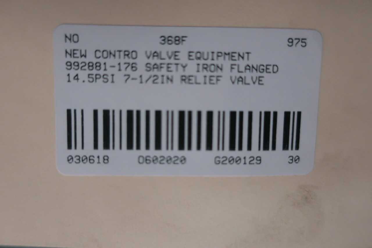 CONTRO VALVE EQUIPMENT STEEL FLANGED 14.5PSI 8IN RELIEF VALVE - RELIEF VALVE