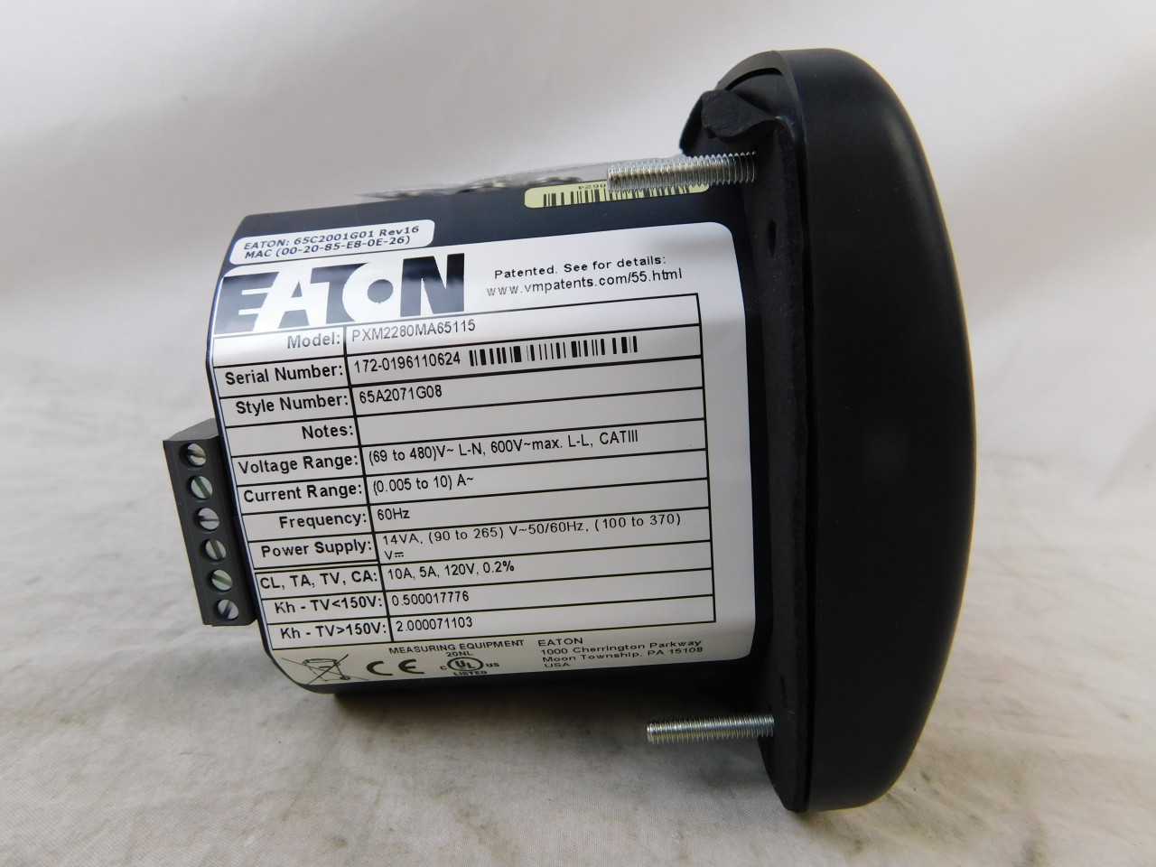 (1) Eaton PXM2280MA65115 Electrical Meter 5A 90-265V - ELECTRICAL COMPONENTS