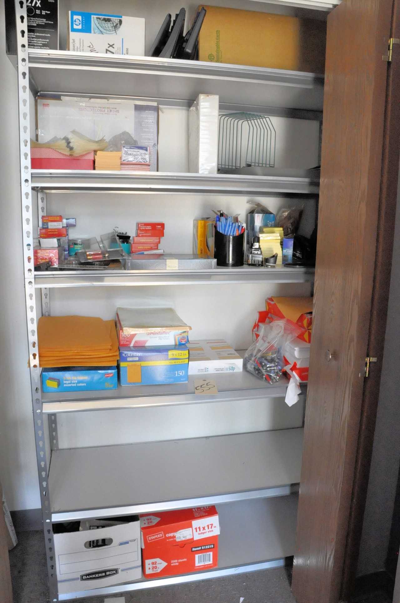 Lot-Office Supplies with (1) Section Shelving in Entrance Closet - SHELVING