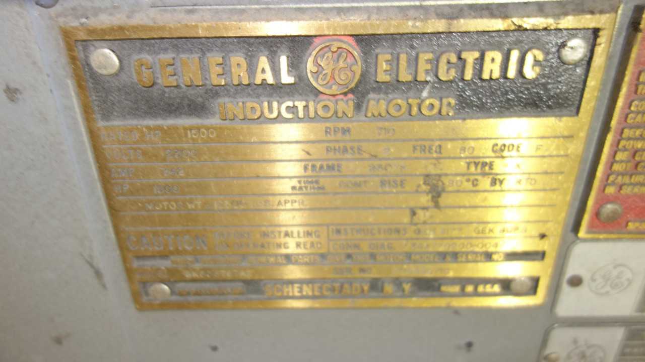 GE 1500HP 2300V 8507S 710RPM AC MOTOR - ELECTRIC MOTORS
