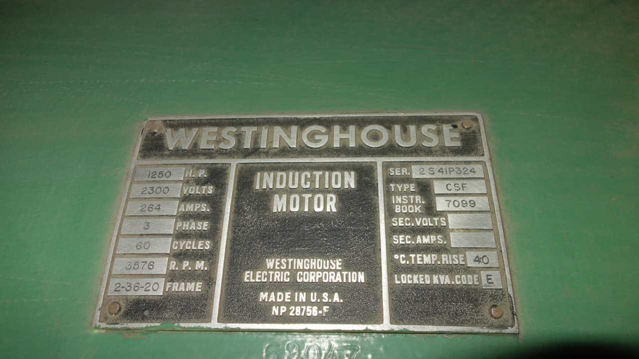 WESTINGHOUSE CSF 1250HP 2300V-AC INDUCTION MOTOR - ELECTRIC MOTORS