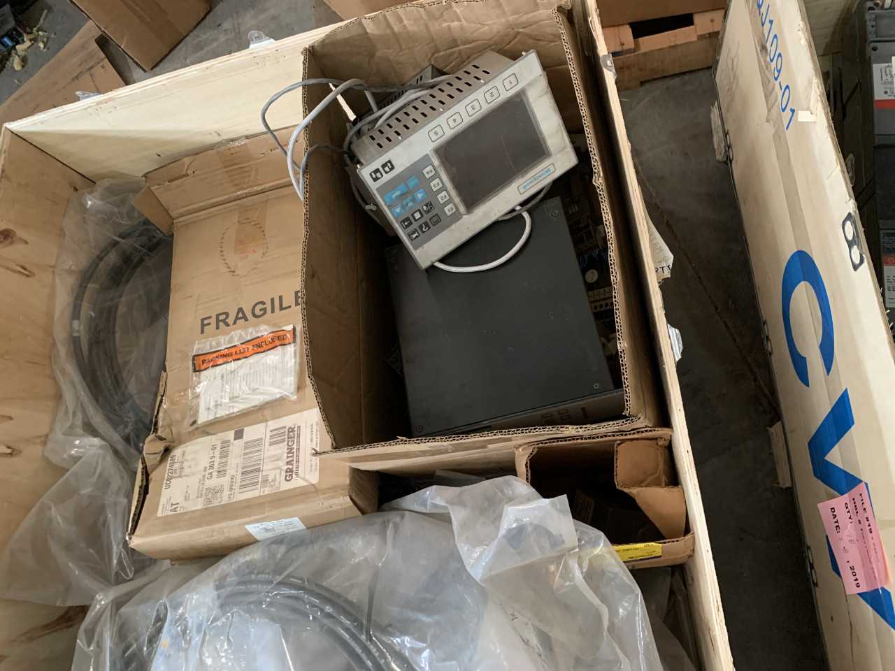 CRATE OF ELECTRICAL AUTOMATION EQUIPMENT PARTS - ELECTRICAL PARTS
