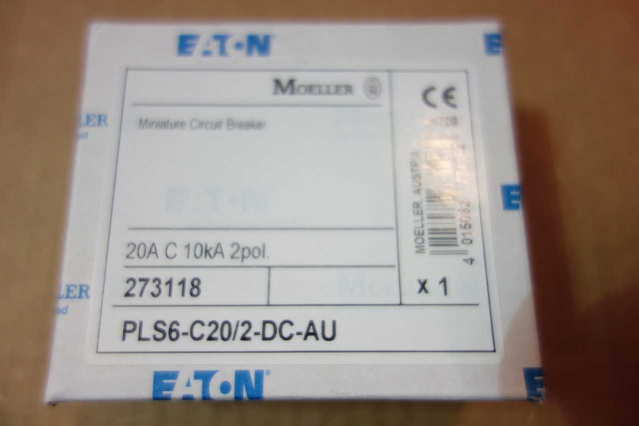LOT OF EATON MOELLER CIRCUIT BREAKERS 2 POLE 20 AMP 10KA DC\ RATED PLS6-C20/2DC - CIRCUIT BREAKERS
