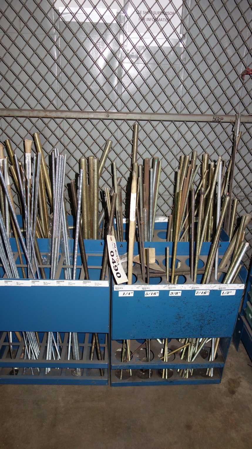 LOT OF 4 RACKING OF ASSORTED THREADED ROD - INDUSTRIAL PARTS