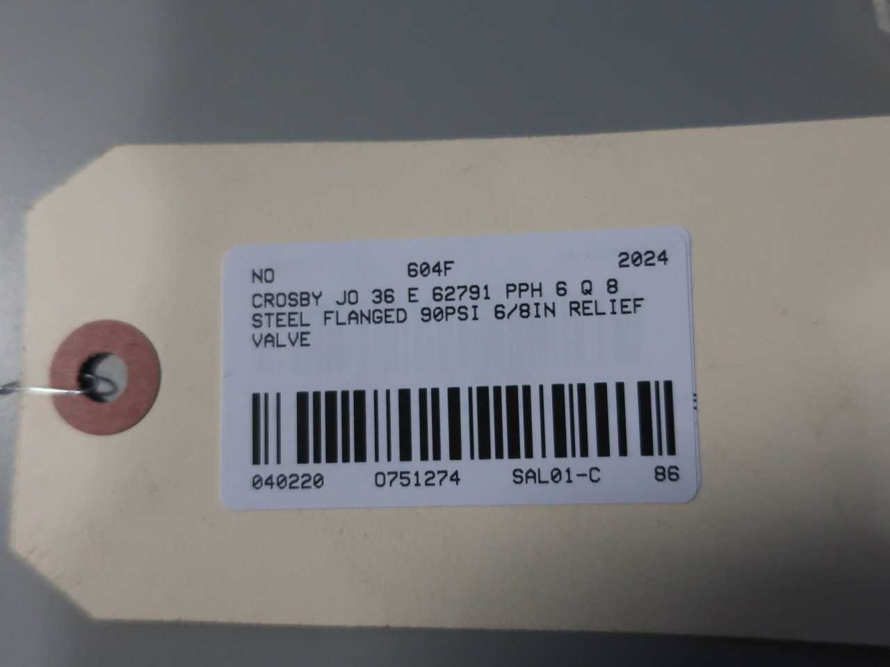 CROSBY JO 36 E 62791PPH 6Q8 STEEL FLANGED 90PSI 6/8IN RELIEF VALVE - RELIEF VALVE