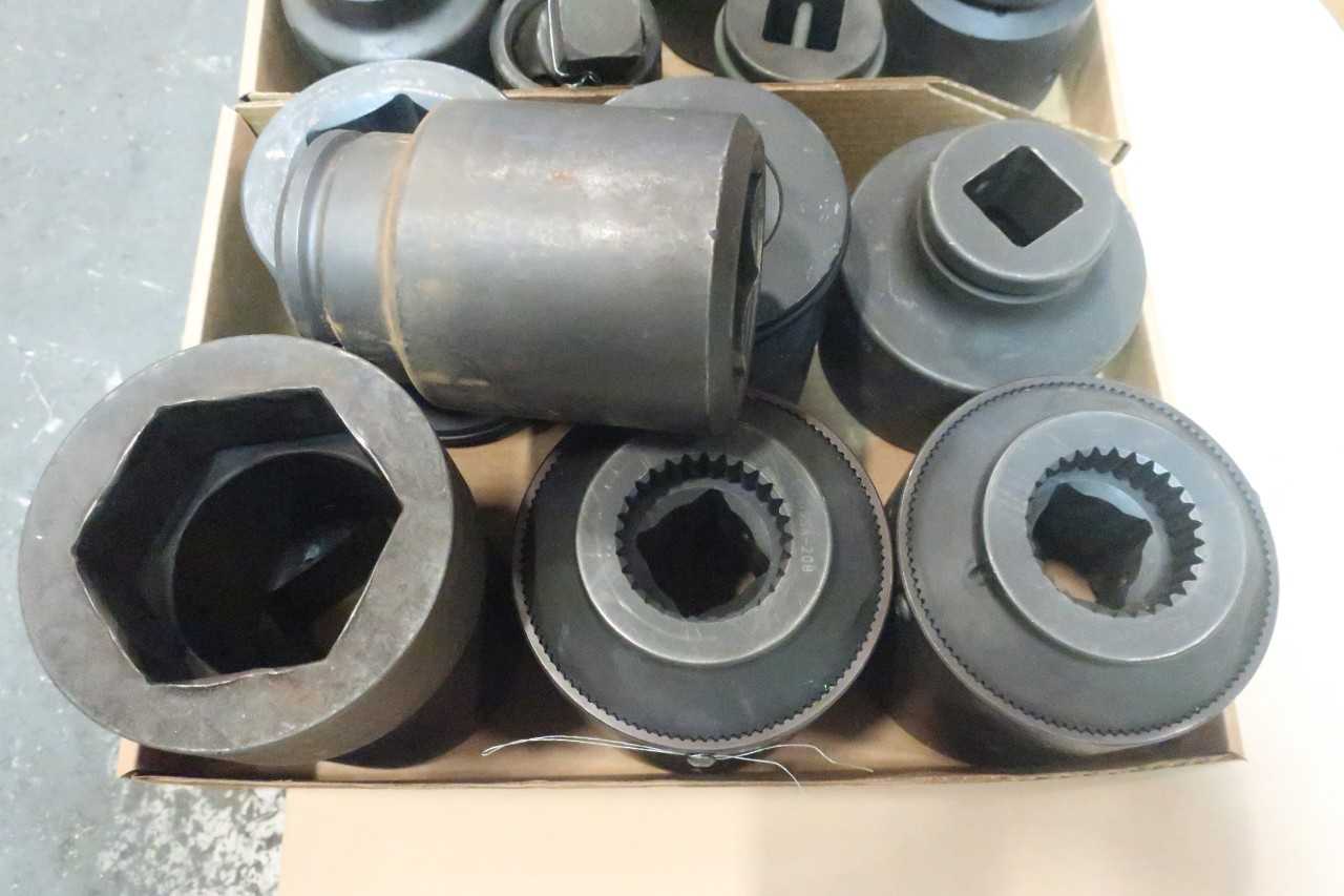 LOT OF ASSORTED LARGE IMPACT SOCKETS- POWERHOUSE, HYTORC - ELECTRIC POWER TOOLS