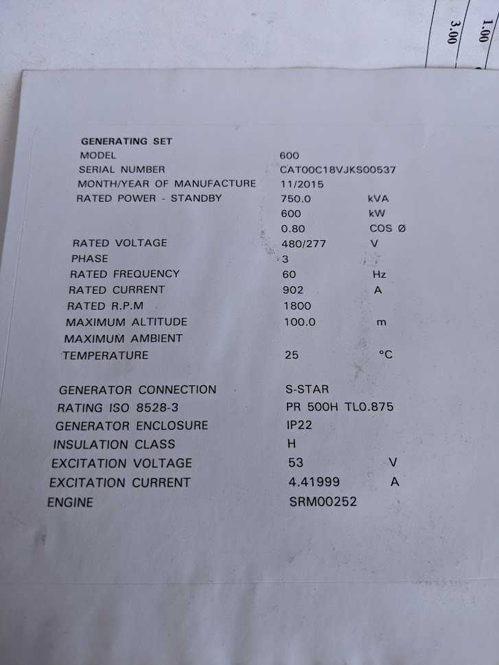 2015 Caterpillar Cat C18 Prime Duty Diesel 480v-ac 3ph 600kw Generator Set - STANDBY POWER GENERATOR