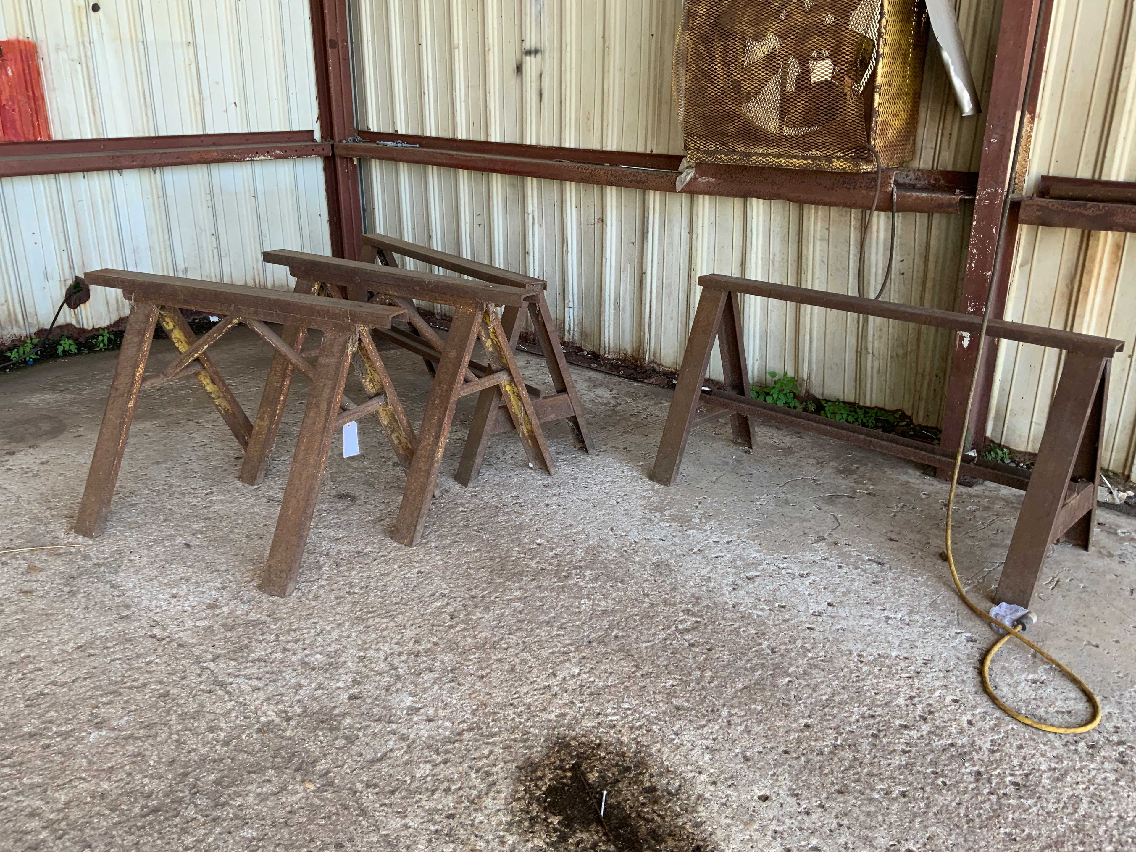 QTY 6 - METAL SAWHORSES - SHELVING