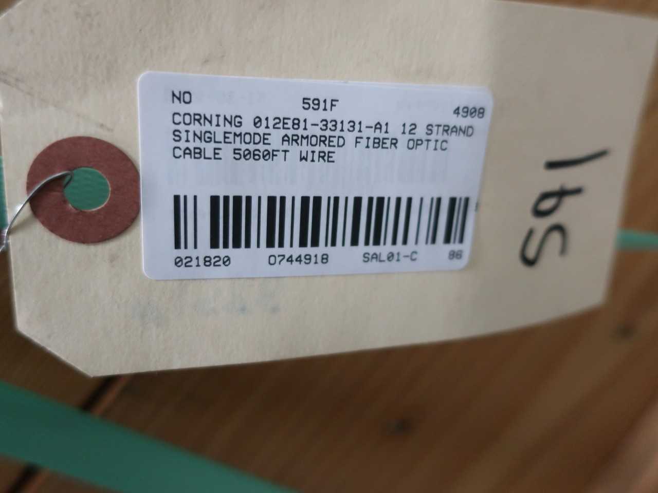 CORNING 012E81-33131-A1 12 STRAND SINGLE MODE ARMORED FIBER OPTIC CABLE OS2 5060FT WIRE - ELECTRICAL COMPONENTS