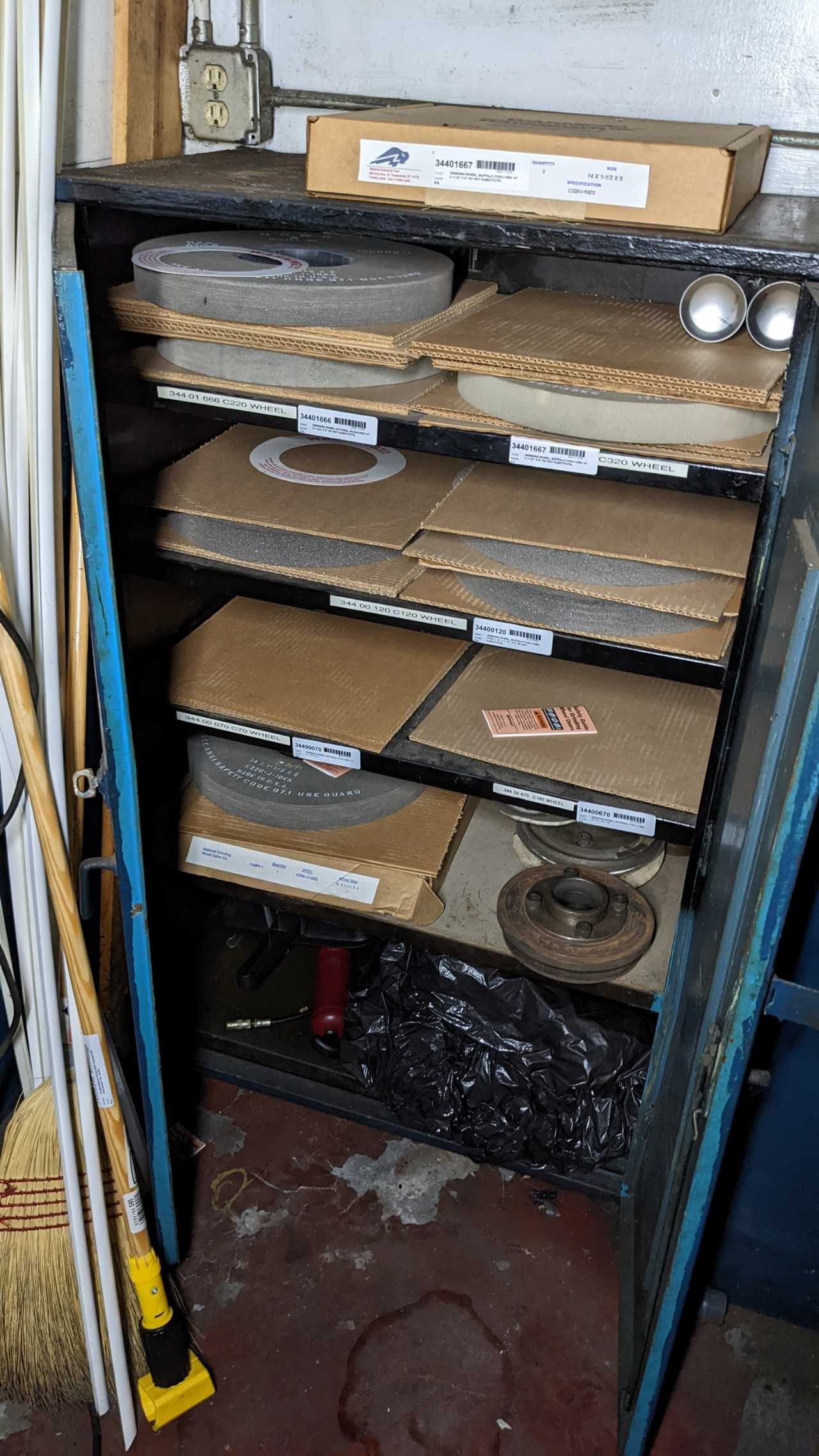 Lot of 3 cabinets with roll grinder parts - INDUSTRIAL PARTS