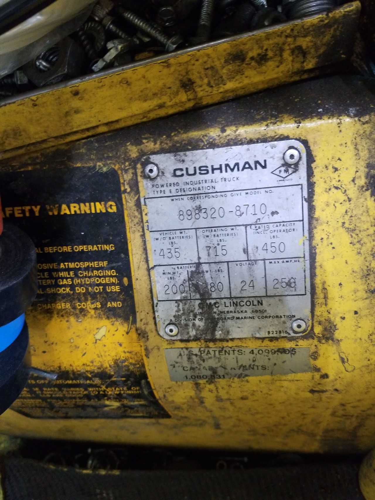 CUSHMAN CART ( NO TOOLS) DELAYED REMOVAL - MISCELLANEOUS