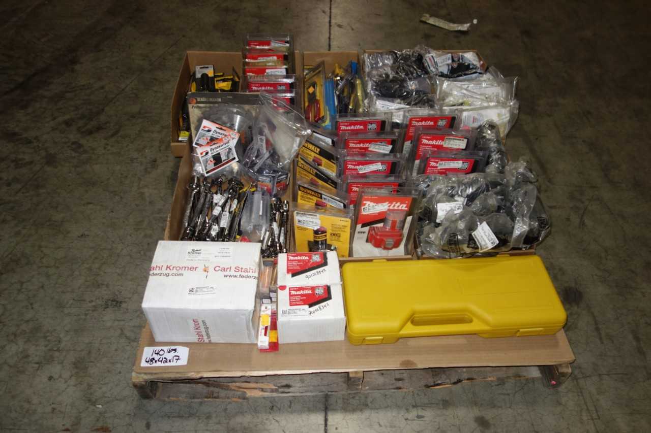 PALLET OF NEW IN PACKAGE TOOLS AND PPE - ELECTRIC POWER TOOLS