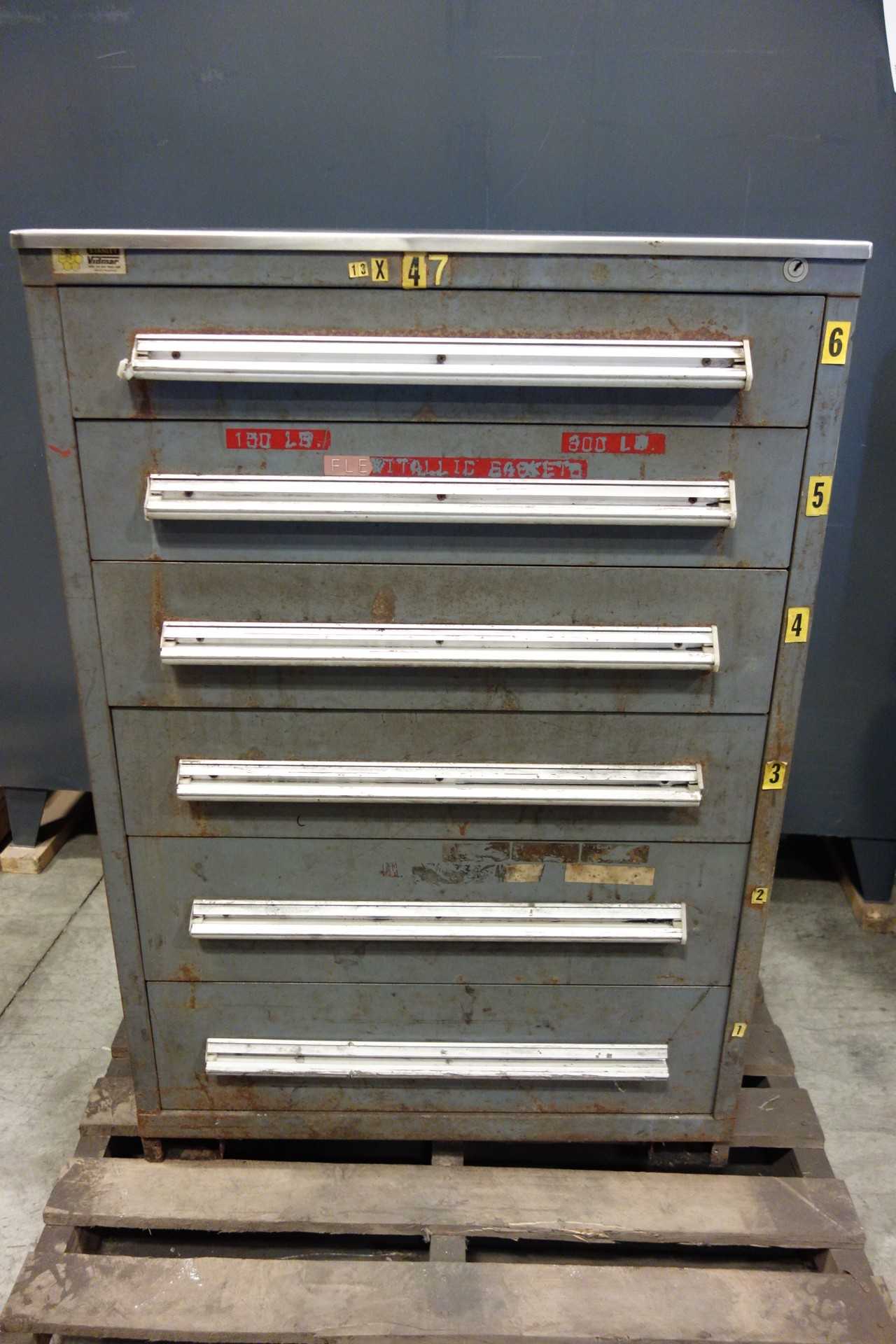 STANLEY VIDMAR 6 DRAWER CABINET WITH ASSORTED O-RINGS - TOOL STORAGE
