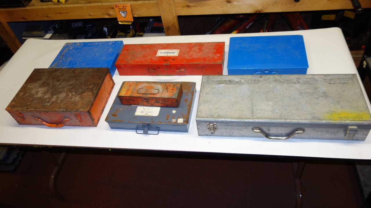 LOT OF 7 ASSORTED STEEL TOOL BOX (EMPTY) - TOOL STORAGE