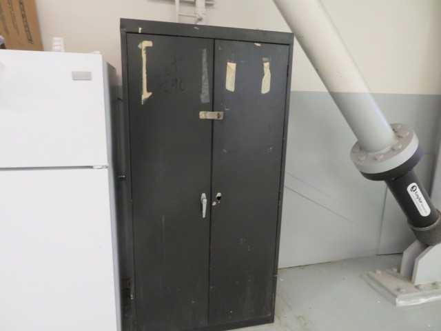 Cabinet and Contents, Refrigerator and Aluminum Cart (lot) - MISCELLANEOUS