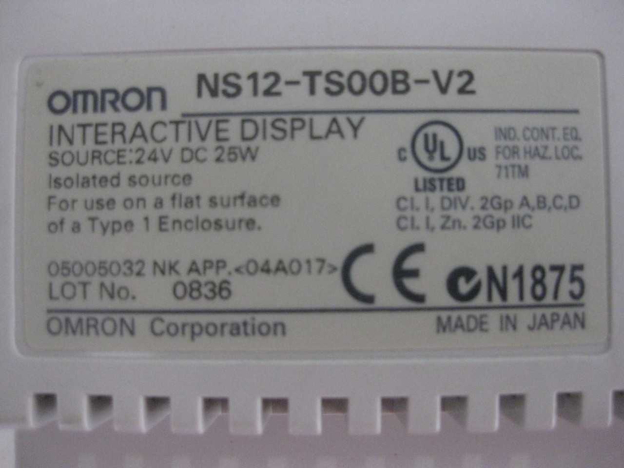 OMRON TOUCH SCREEN NS12 - ELECTRICAL COMPONENTS