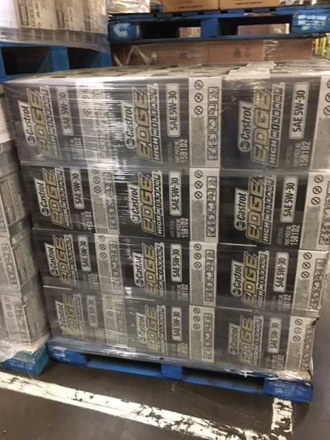 TRUCK LOAD OF ASSORTED CASTROL MOTOR OIL - PALLET JACKS