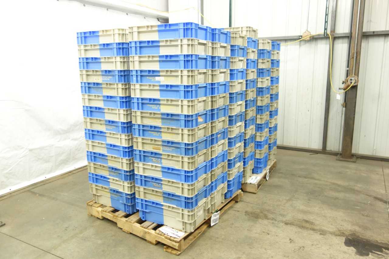 2 PALLETS OF STACKABLE TOTES - MATERIAL HANDLING
