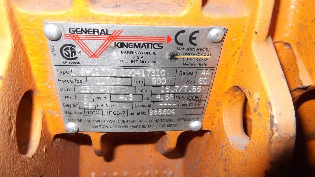 4 HP 900 RPM General Kinematics Motor - ELECTRIC MOTORS