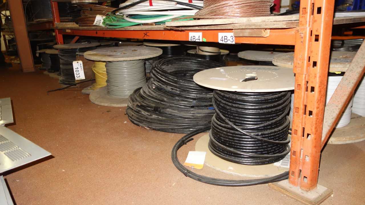 LOT OF ASSORTED SPOOLS OF WIRE - ELECTRICAL COMPONENTS
