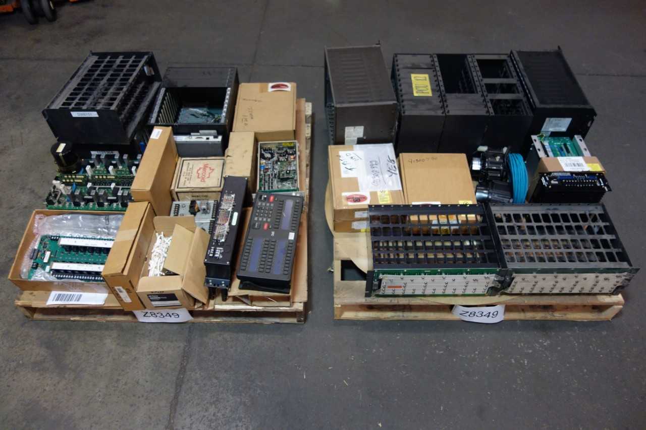 2 PALLETS OF ASSORTED ELECTRICAL- SERVO DRIVE, SERVO MOTORS, RACK CONTROLS- ABB, BAILEY, YASKAWA - SERVO