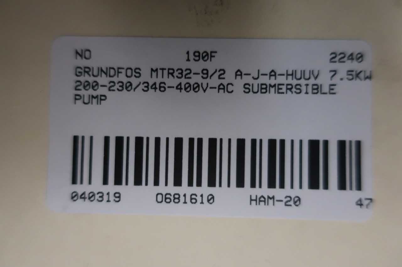 GRUNDFOS MTR32-9/2 A-J-A-HUUV VERTICAL MULTISTAGE CENTRIFUGAL 7.5KW 230/400V-AC OTHER PUMP - CENTRIFUGAL PUMP