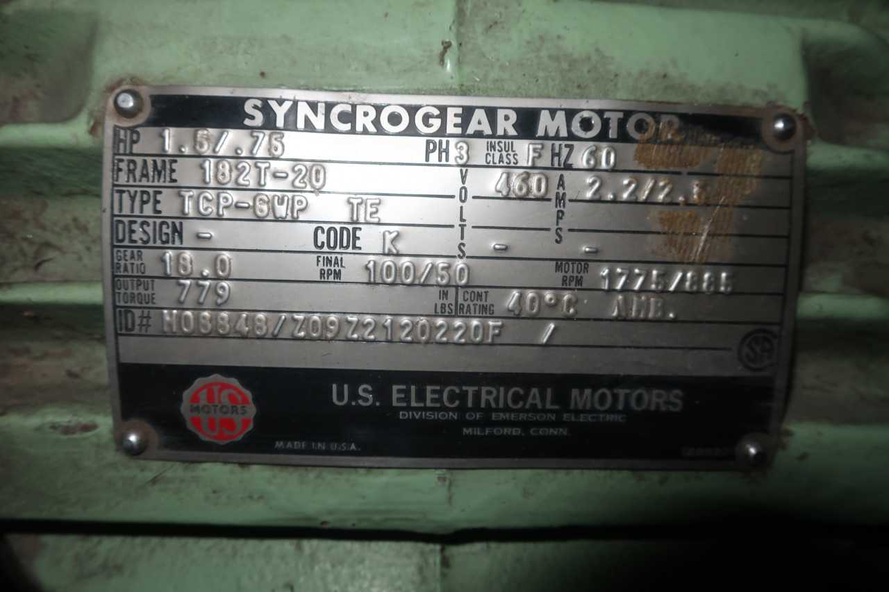 US MOTORS H08848/Z09Z21202205 GEAR MOTOR 100RPM 5HP 18:1 20 - GEAR REDUCERS