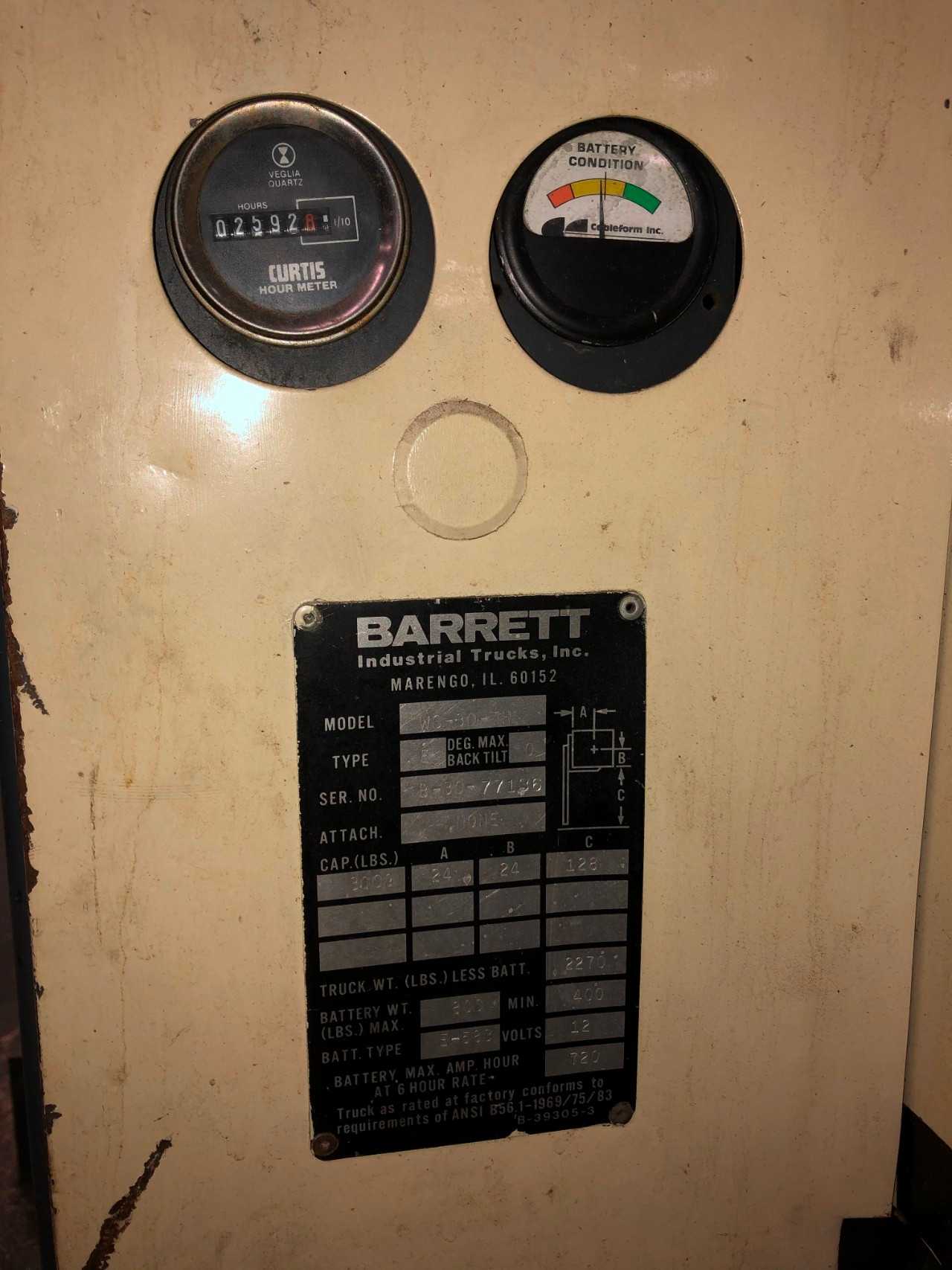 Barret Electric Walk Behind Fork Lift, - REACH TRUCKS