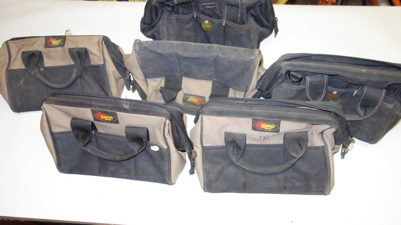 LOT OF 6 ASSORTED KUNYS TOOL BAGS - ELECTRIC POWER TOOLS