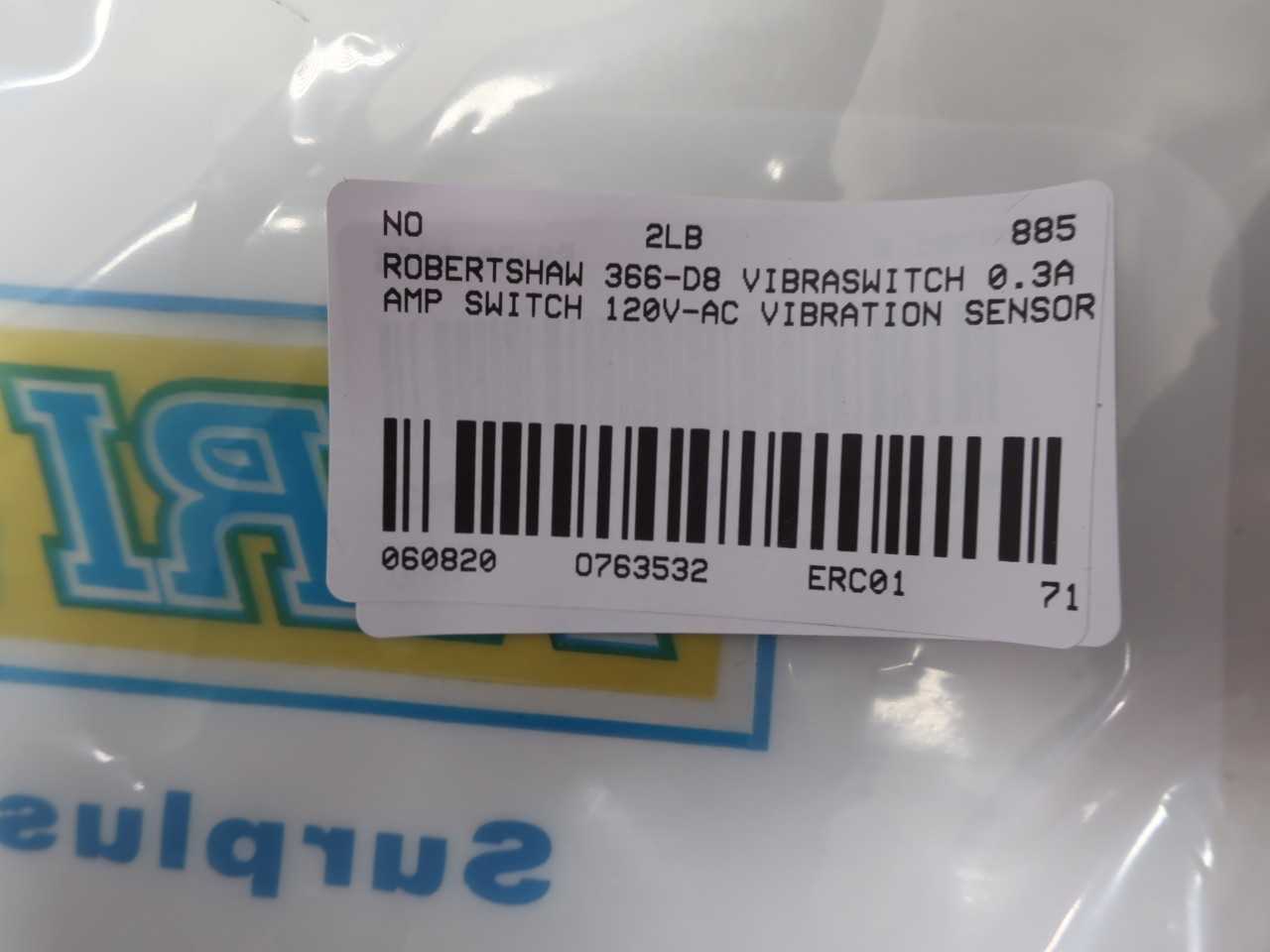 ROBERTSHAW 366-D8 VIBRASWITCH SWITCH 120V-AC VIBRATION SENSOR - ELECTRICAL COMPONENTS