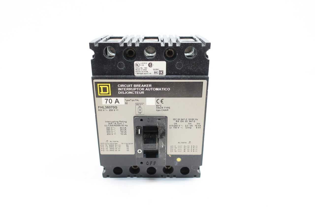 SQUARE D FHL36070G 3P 70A AMP 600V-AC MOLDED CASE CIRCUIT BREAKER - CIRCUIT BREAKERS