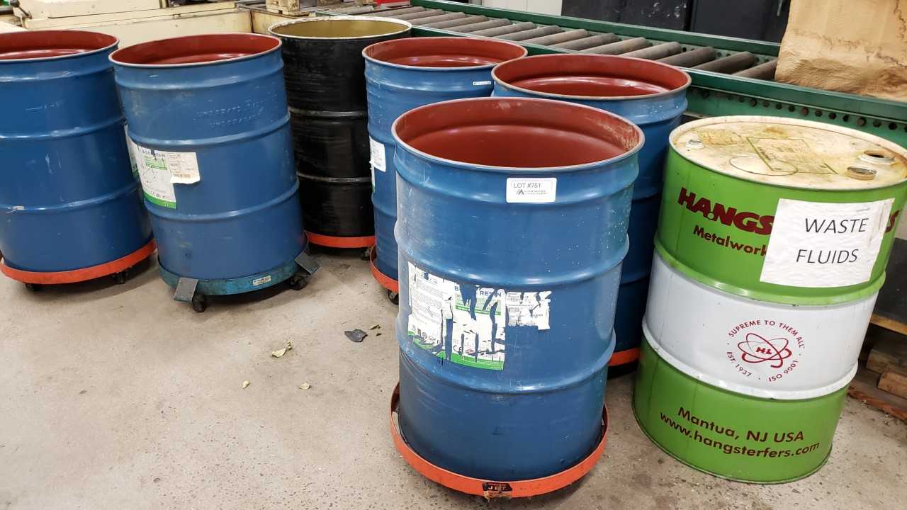(6) 55 Gallon Drums on Dollies - ELECTRIC POWER TOOLS (6) 55 Gallon Drums on Dollies - ELECTRIC POWER TOOLS