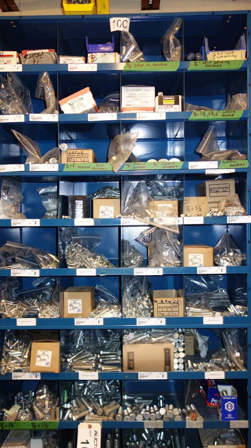 CONTENTS OF 3X STACKED PIGEON HOLE CABINETS, ASSORTED HARDWARE - INDUSTRIAL PARTS