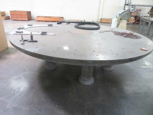 120" DIA  X  2" Thick, X 36" H, very heavy duty steel table - MISCELLANEOUS