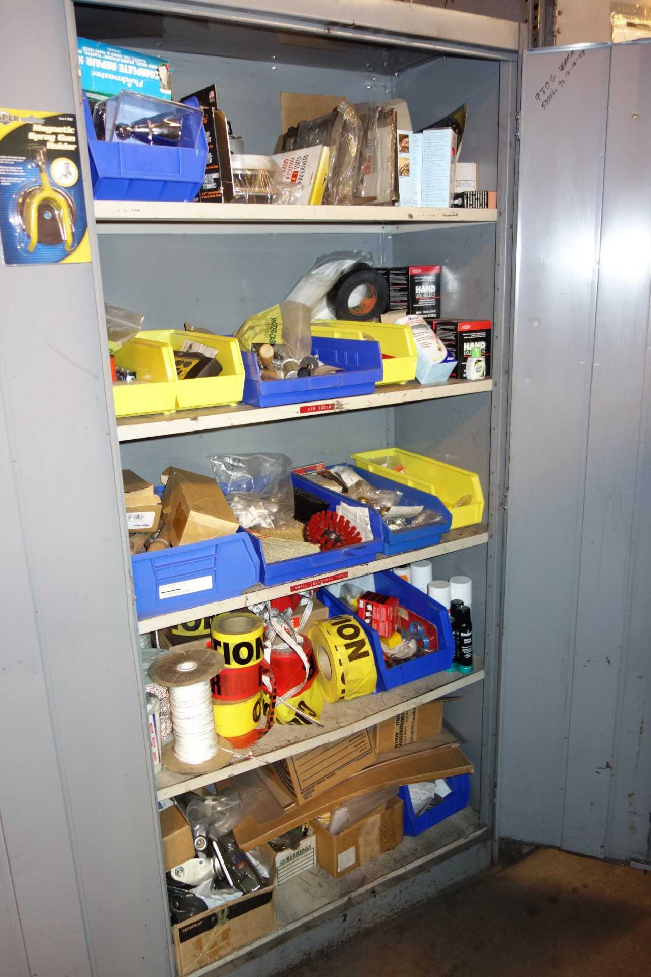 CONTENTS WITH CABINET, SAFETY & CLEANING SUPPLIES - TOOL STORAGE