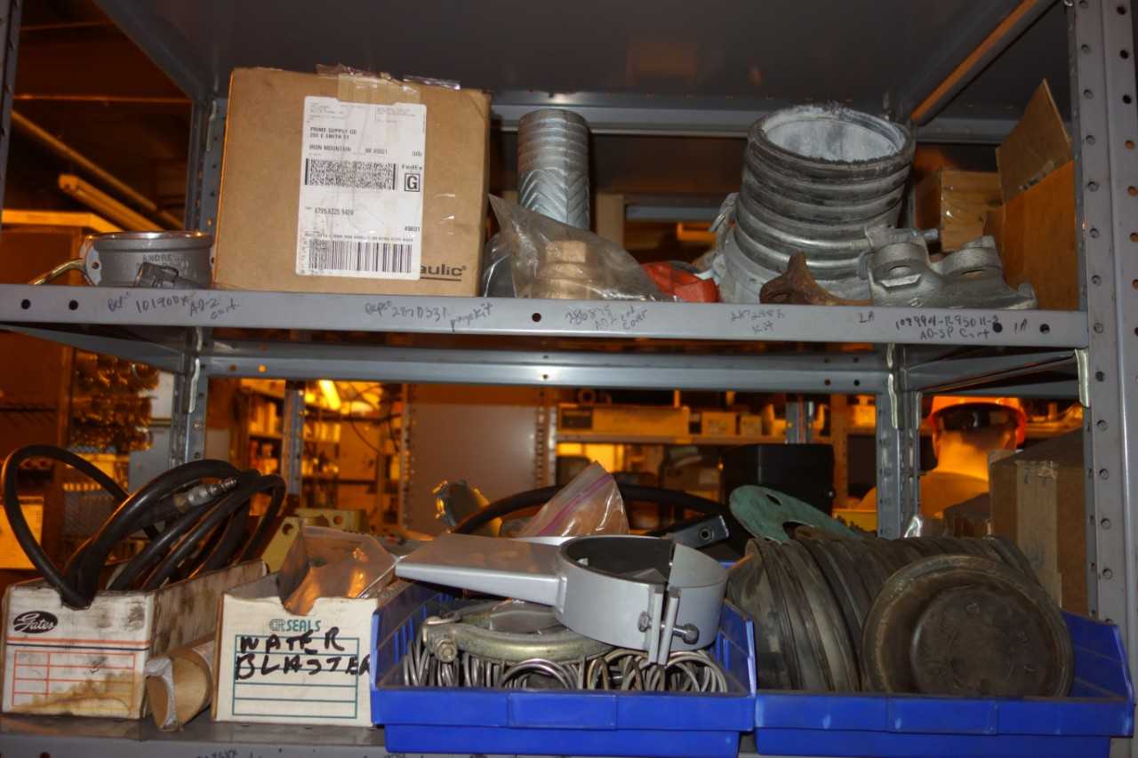 CONTENTS OF 2 SHELVING, HEAVY EQUIPMENT PARTS - SHELVING