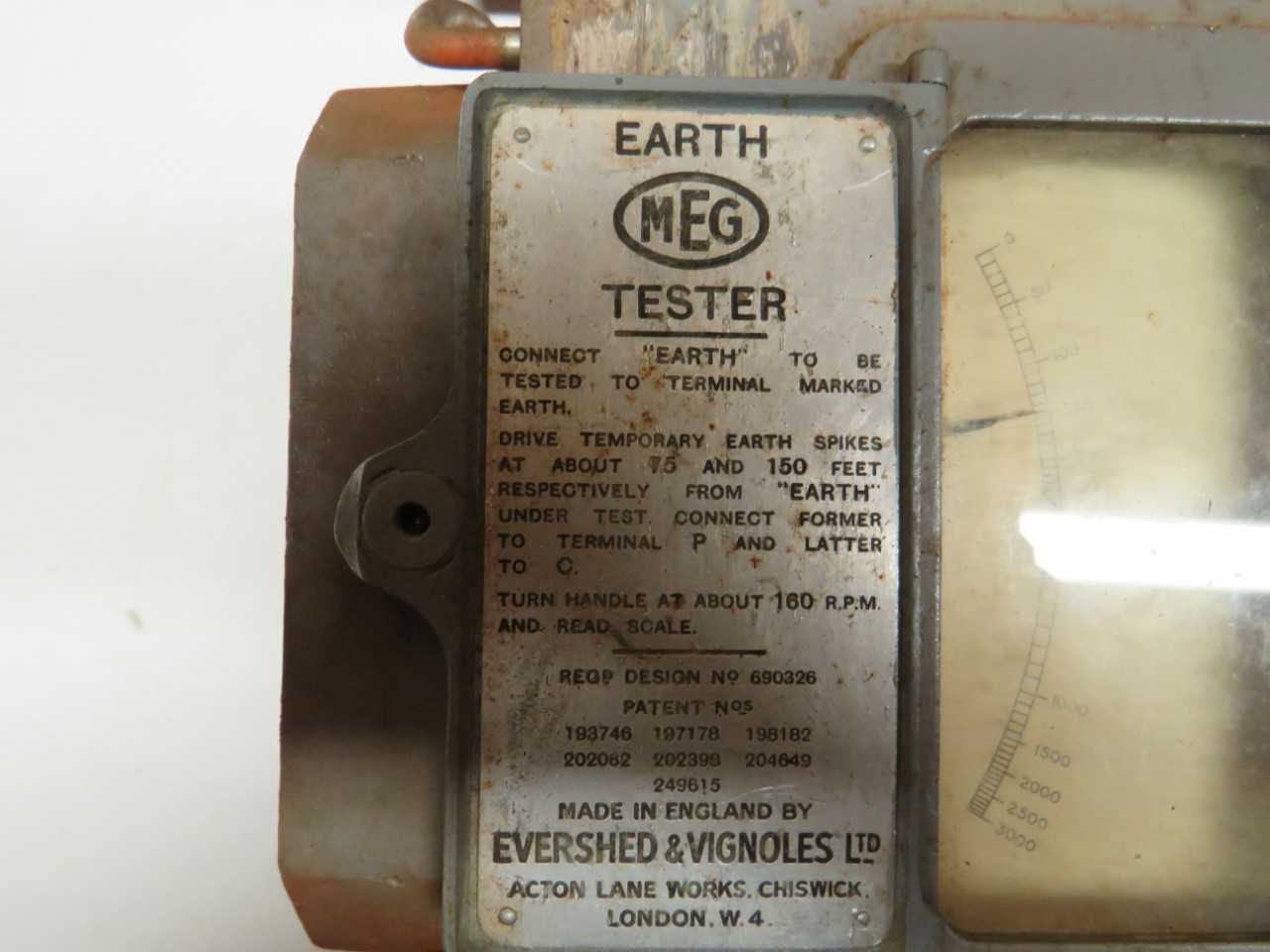 EVERSHED & VIGNOLES LTD. EARTH MEG TESTER - ELECTRICAL COMPONENTS