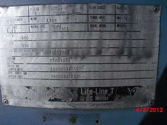 500 HP 1800 RPM 2028DZ Frame West Motor - ELECTRIC MOTORS
